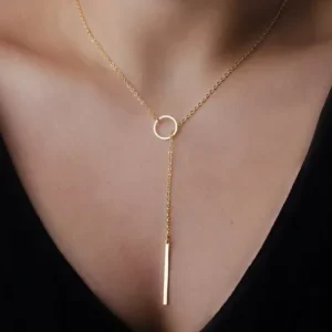 collier Y simple Doré