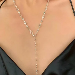 collier en Y argenté élégant