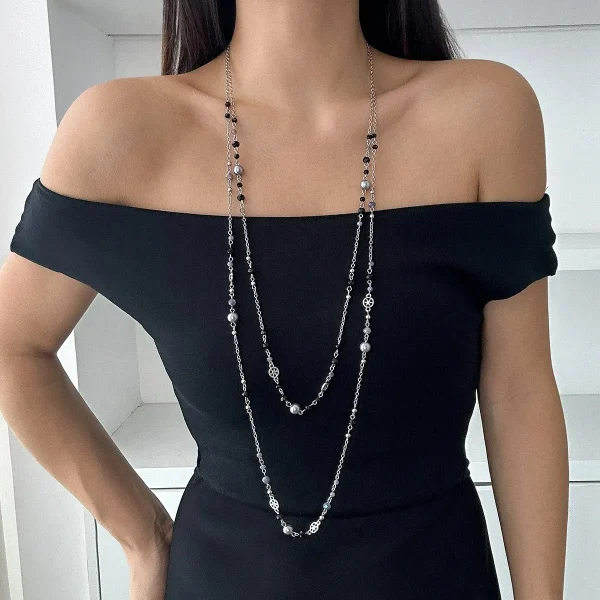 Mon collier femme élégant argent noir