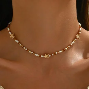 collier perles motifs coquillages