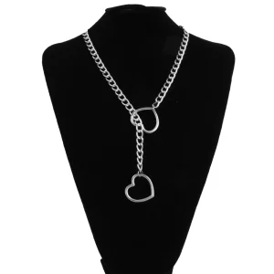 Chaine Choker argenté motif cœur