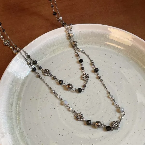 collier sautoir bohémien argenté