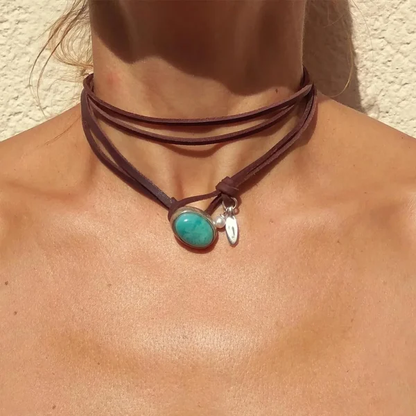 collier pierre turquoise coquillage