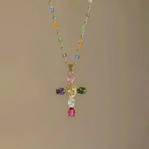 collier croix multicolores