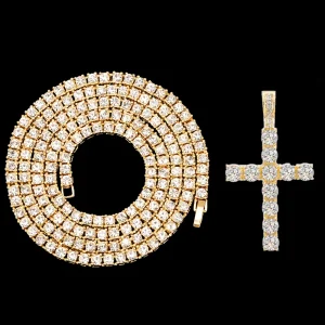 collier femme plaqué or croix mini diamants